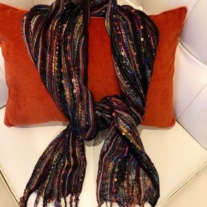 Multi-colored long accessory scarf